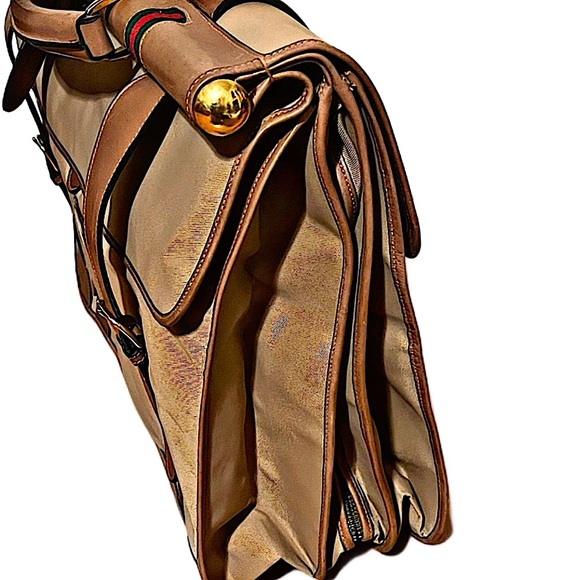 Authentic Vintage Gucci Rare Canvas Web Accent GG Interior Travel Bag - Picture 4 of 13